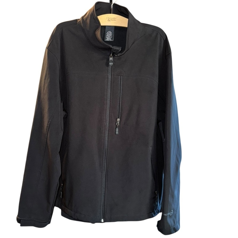 Free Country Men’s XXL Black Softshell Water-Resistant Zip Jacket